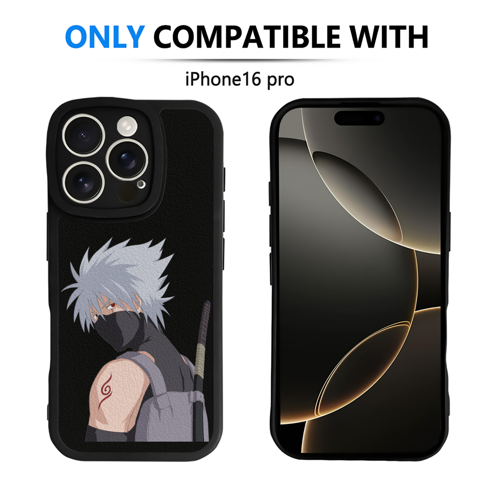 （画像用） NARUTO -ナルト- はたけ カカシ Hatake Kakashi 【iPhone 16シリーズ対応】シリコンスマホケース（レザー調） 材質：シリコン